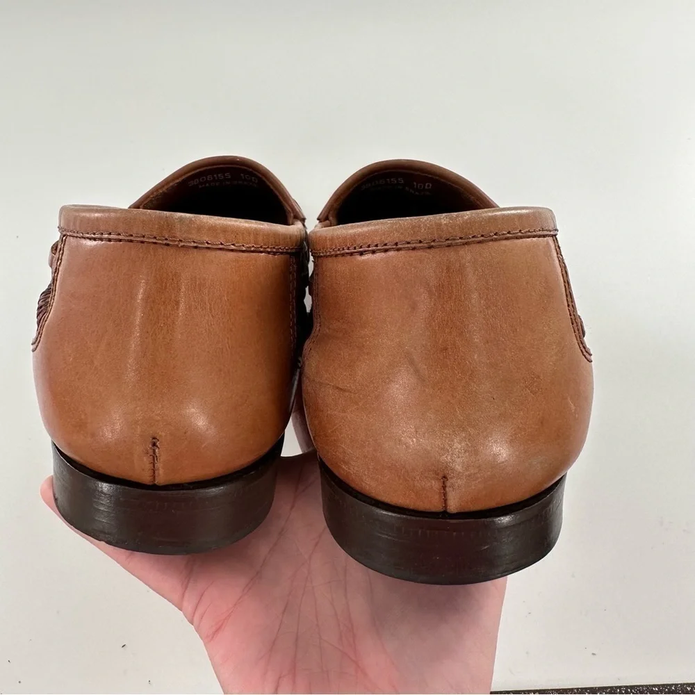 Sandler of Boston mens shoes size 10 tan leather kiltie tassel loafers